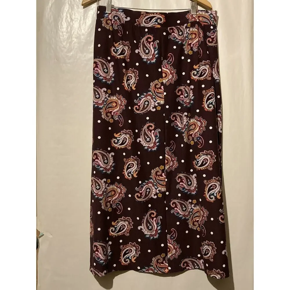TERRA & SKY Womens Plus 0X ~ 14W Paisley Print Max Skirt Pockets Soft Material - Picture 5 of 5